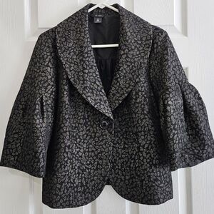 Ali Miles 10 Jacket/ Blazer Animal Print Black Gray Silver Bell Sleeve